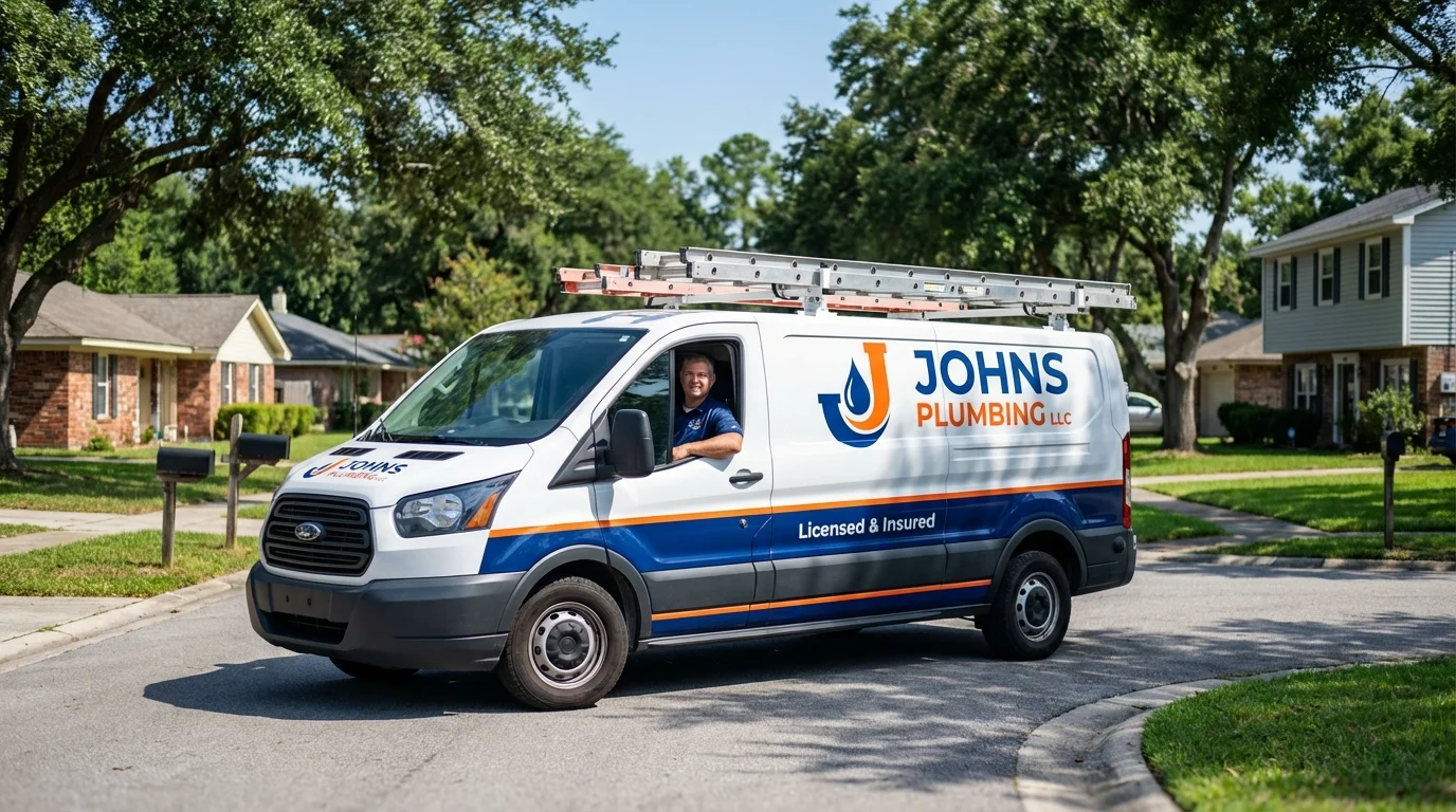 Johns Plumbing LLC service van in Maywood, CA