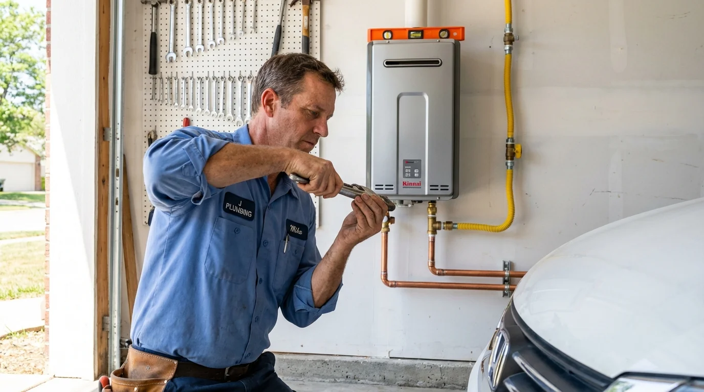 Tankless water heater installation by a Johns Plumbing LLC plumber in Maywood